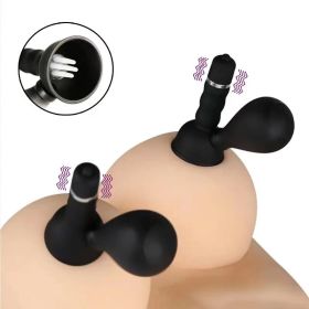 2pcs Sex Clitoris Stimulator Vibrator Nipple Sucker Breast Enlargement Brush Clit Vibrator Female Masturbator Adult Sex Products - black