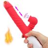 Heatable Tongue Licking Vibrator Sex Toys for Women G-spot Vagina Dildos Sucking Clitoral Stimulator Telescopic Dildo Vibrator - red