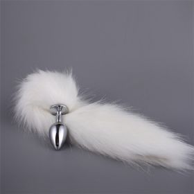 Metal Feather Anal Toys Fox Tail Anal Plug Erotic Anus Toy Butt Plug Sex Toys for Woman and Men Sexy Butt Plug Adult Accessories - White