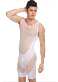 Men's mesh bodysuit (Option: White-XL)