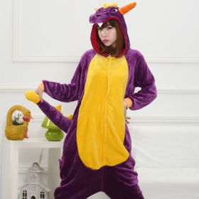 Cartoon animal conjoined pajamas (Option: 140CM-Purple)