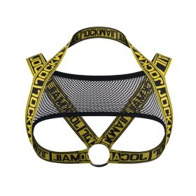 Men's Fashion Letter Fashion Shoulder Strap Mesh Iron Ring (Option: Yellow-SM)